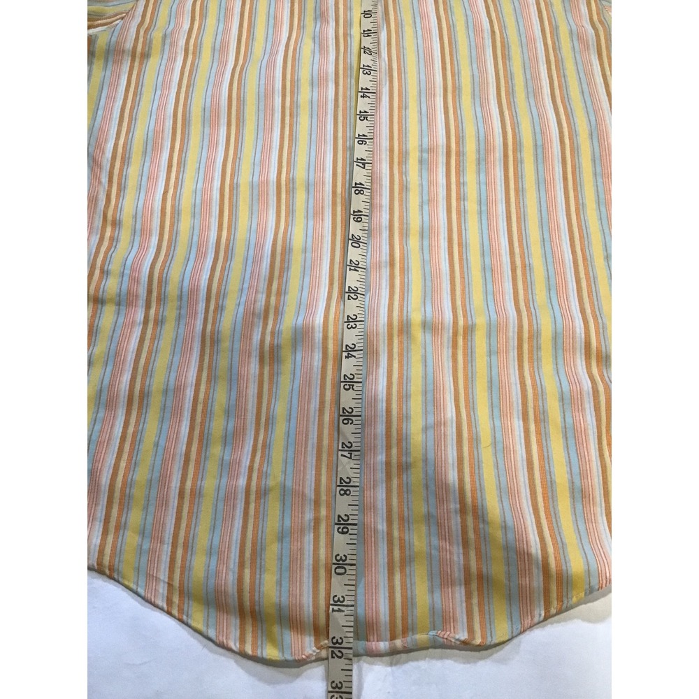 Vintage Mac Phergus Striped Short Sleeve Button Down Shirt Orange Yellow Blue M - Picture 5 of 5